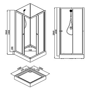 Душевая кабина Loranto NEO CS-21801-100 100х100 прозрачное стекло/профиль черный матовый купить в интернет-магазине Sanbest