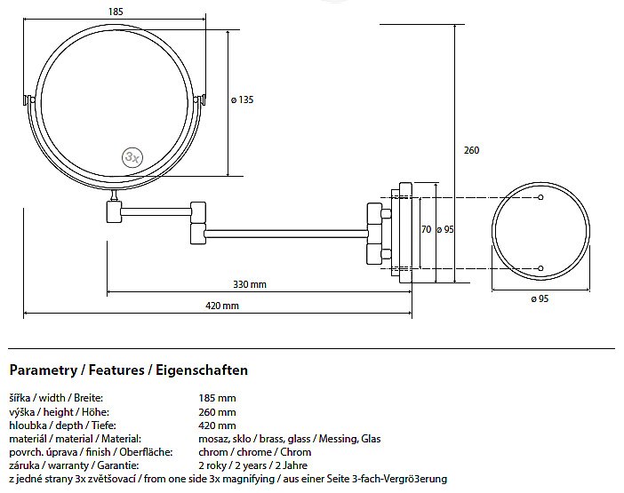 Косметическое зеркало Bemeta 106301122 18 купить в интернет-магазине сантехники Sanbest