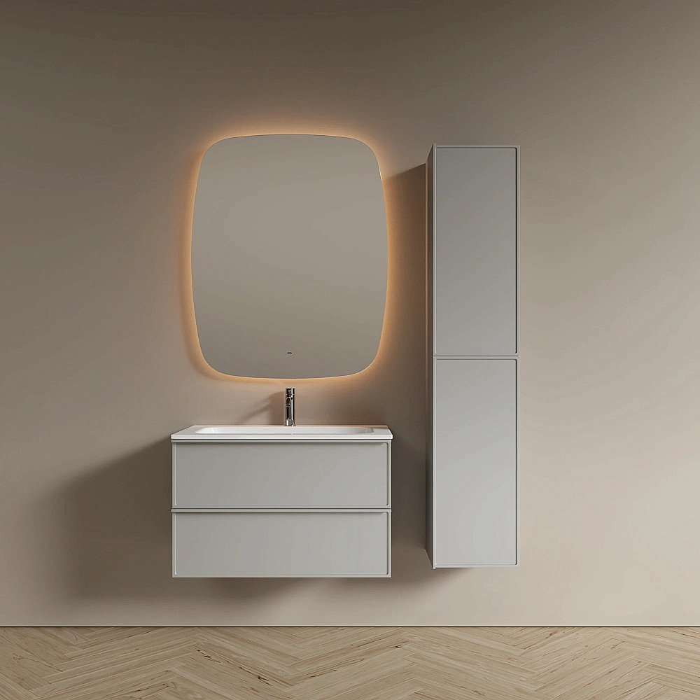 Тумба с раковиной Sancos Velta 80 VL80WG+CN7012 теплый серый матовая/раковина белая, с отверстием для ванной в интернет-магазине Sanbest