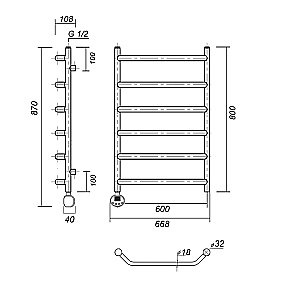 Полотенцесушитель электрический Domoterm Лаура П6 600x800 E хром купить в интернет-магазине сантехники Sanbest