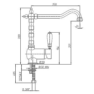Смеситель для кухни PAINI Cox 78CR5881ANTKM хром купить в интернет-магазине сантехники Sanbest