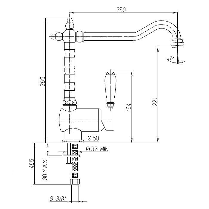 Смеситель для кухни PAINI Cox 78CR5881ANTKM хром купить в интернет-магазине сантехники Sanbest