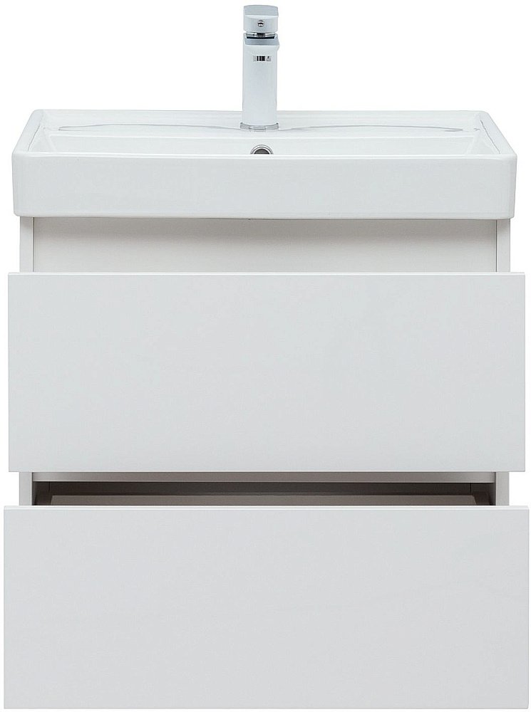 Тумба с раковиной Aquanet Вега 60 белый глянец для ванной в интернет-магазине Sanbest