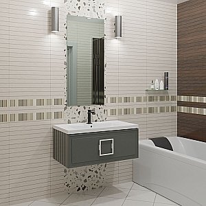 Тумба с раковиной LA FENICE Cubo Grigio 80 серая/ручка белая для ванной в интернет-магазине Sanbest