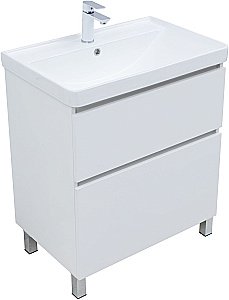 Тумба с раковиной Aquanet Вега 70 344122+301804 белая глянцевая для ванной в интернет-магазине Sanbest