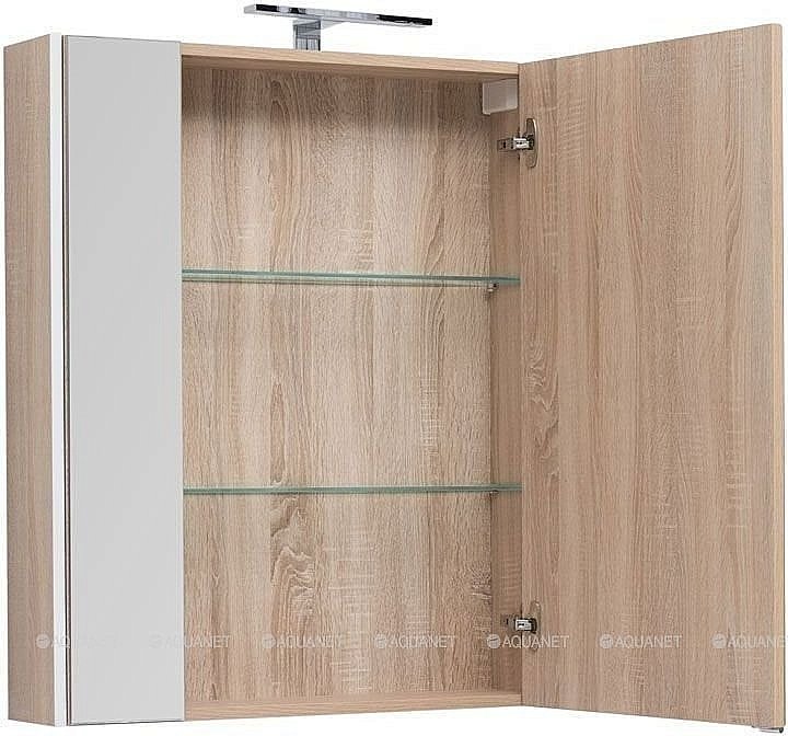 Зеркальный шкаф Aquanet Августа 75 дуб сонома купить в интернет-магазине сантехники Sanbest