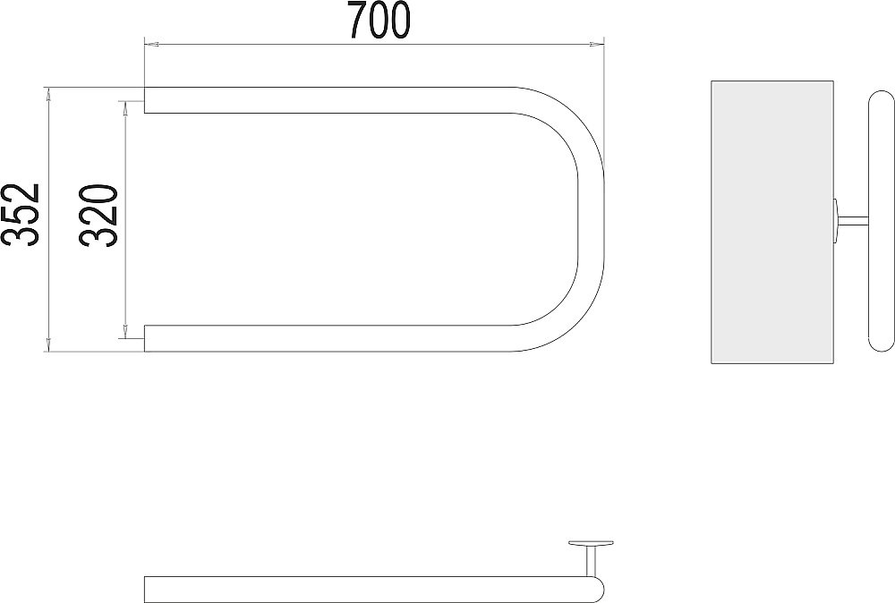 Полотенцесушитель водяной Terminus П-обр AISI 32х2 320х700 купить в интернет-магазине сантехники Sanbest