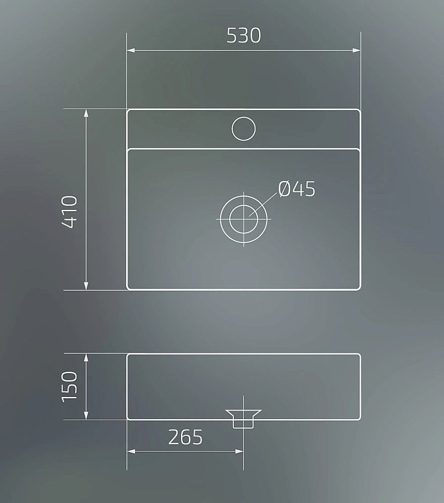 Раковина накладная Gid Geometrico 53 N9153 51215 белая купить в интернет-магазине Sanbest