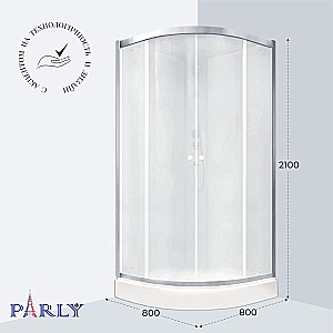Душевая кабина Parly Bianco BETT931 90х90 стекло матовое/профиль матовый хром купить в интернет-магазине Sanbest