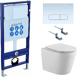Унитаз Aquatek Вега SET AQUATEK ВЕГА cmp-013 с инсталляцией и белой кнопкой, с крышкой микролифт, безободковый купить в интернет-магазине Sanbest