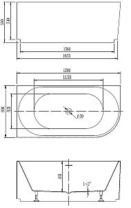 Ванна акриловая Vincea VBT-428-1700 170x80 белый купить в интернет-магазине Sanbest