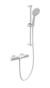 Смеситель для ванны с душевым гарнитуром и термостатом WONZON & WOGHAND Plate WW-C2017-A-MW белый матовый купить в интернет-магазине сантехники Sanbest