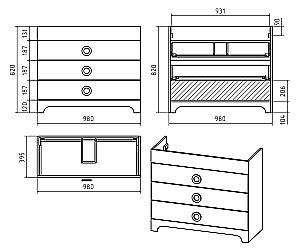 Тумба с раковиной Misty Лейла -100 Пр-Лей01100-013Я белая для ванной в интернет-магазине Sanbest