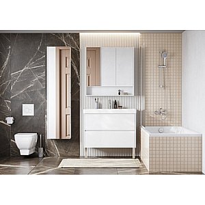 Тумба с раковиной Акватон Сканди 80 белая/белый матовый для ванной в интернет-магазине Sanbest