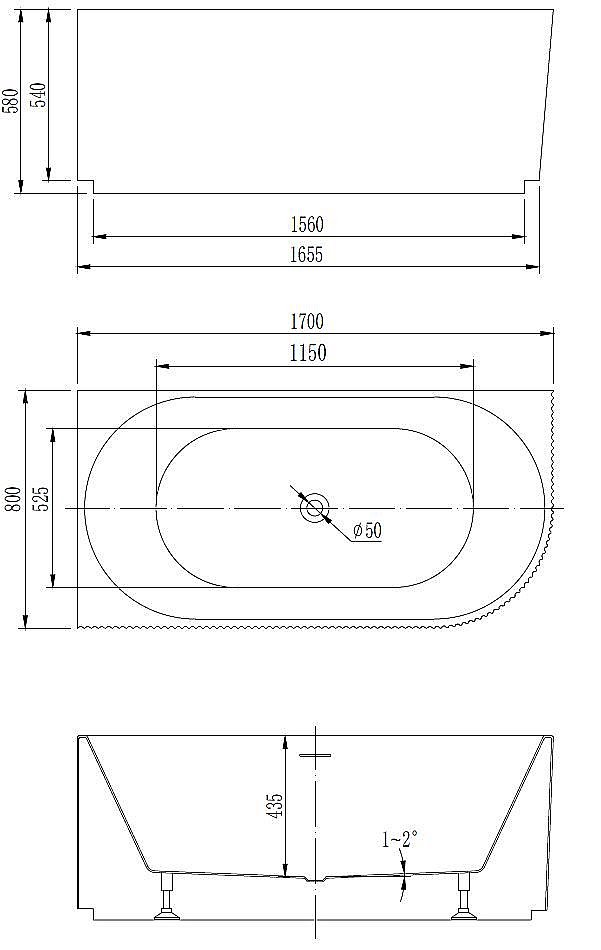 Ванна акриловая Vincea VBT-428-1700 170x80 белый купить в интернет-магазине Sanbest