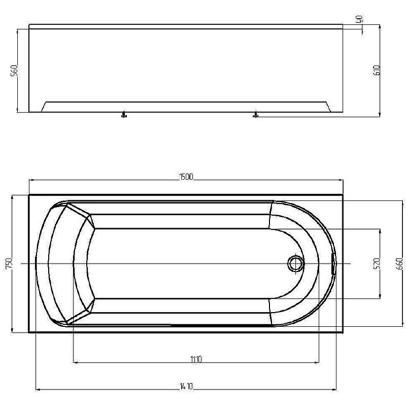 Ванна Aquatek Ника 150x75 NIK150-0000001 белая купить в интернет-магазине Sanbest