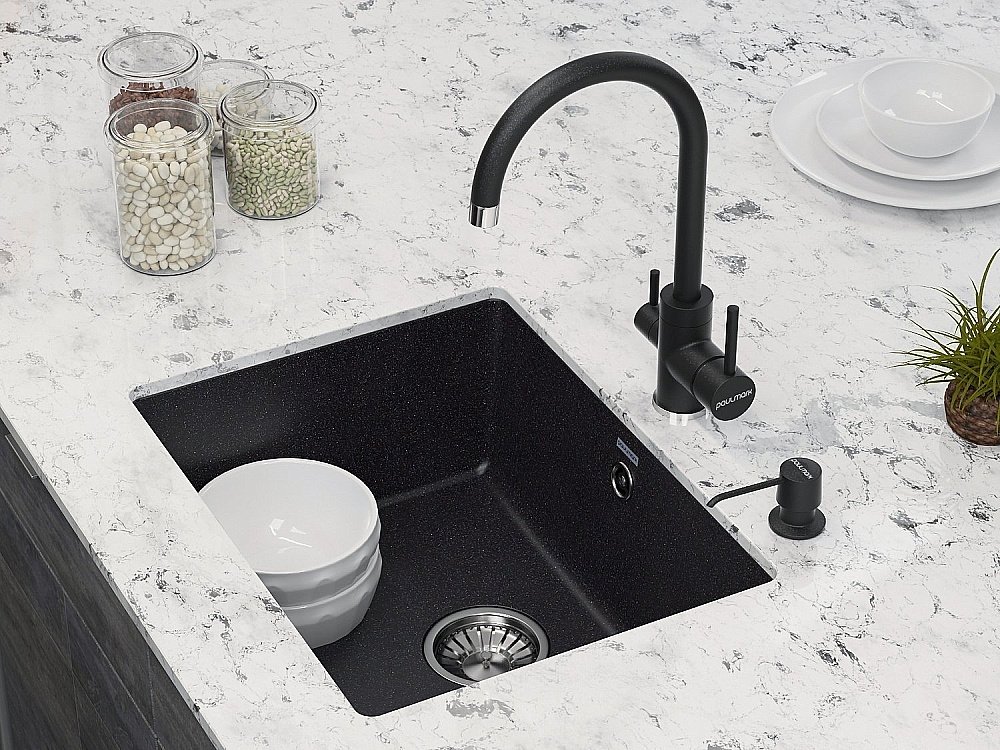 Смеситель для кухни Paulmark Essen Es213211-BLM Черный купить в интернет-магазине сантехники Sanbest