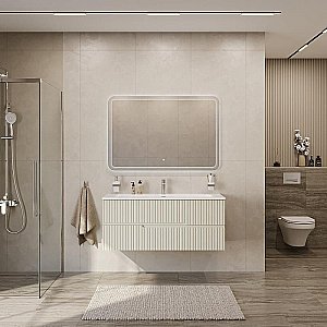 Тумба с раковиной Cezares DUET-N 120 DUET-N-1200-2C-SO-AS-P альпака брашированная для ванной в интернет-магазине Sanbest