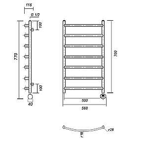 Полотенцесушитель электрический Domoterm Калипсо П7 500x700 АБР E бронза купить в интернет-магазине сантехники Sanbest