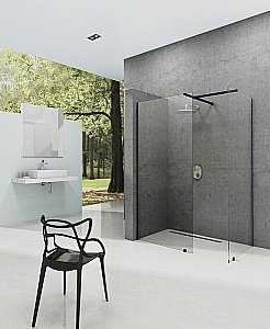 Душевое ограждение Ravak WALK-IN DOUBLE WALL 80x80 черный/Transparent купить в интернет-магазине Sanbest