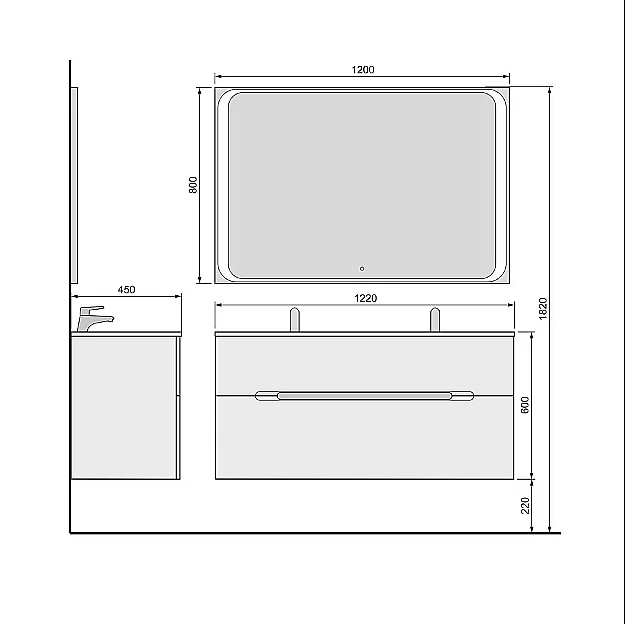 Зеркало Jorno Modul Mоl.02.120/W 120x80 в ванную от интернет-магазине сантехники Sanbest