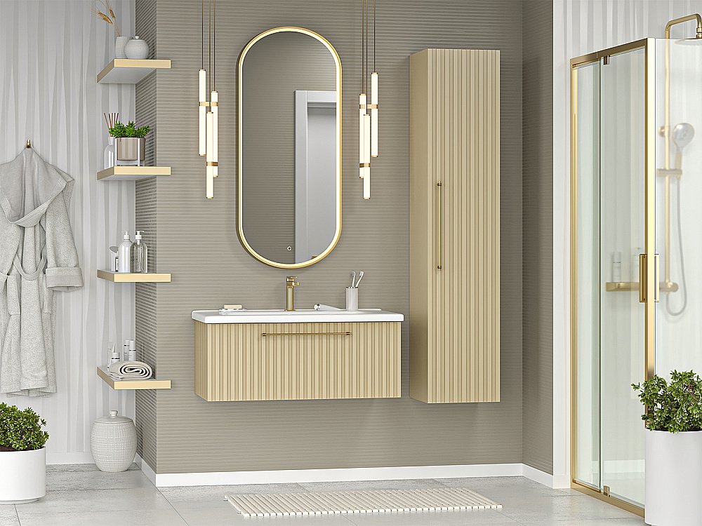 Пенал подвесной Misty Alicante 35 ALI-05035-03 капучино для ванной в интернет-магазине сантехники Sanbest