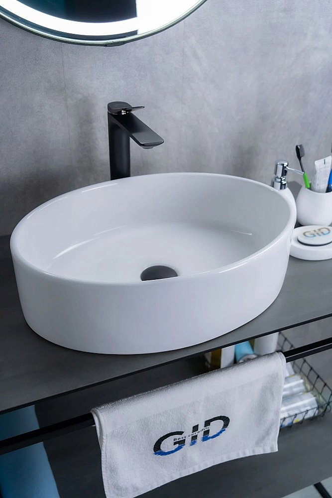 Раковина накладная Gid Lago 50 N9012 51106 белая купить в интернет-магазине Sanbest