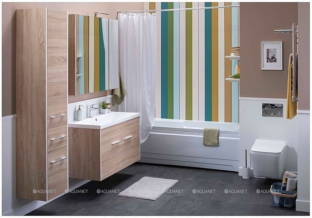 Зеркальный шкаф Aquanet Августа 100 дуб сонома купить в интернет-магазине сантехники Sanbest