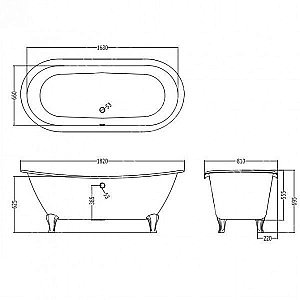 Ванна чугунная Devon&Devon Admiral 2MRADMIRALCRDD 182х81 белая купить в интернет-магазине Sanbest