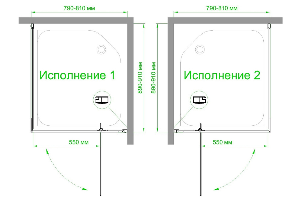 Душевой уголок Royal Bath HPVD RB8090HPVD-T-BL 90х80 прозрачное стекло/черный профиль купить в интернет-магазине Sanbest