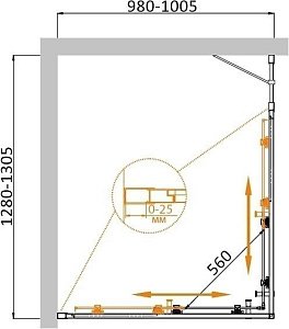 Душевой уголок Cezares MOLVENO AH-21 матовый 130x100 купить в интернет-магазине Sanbest