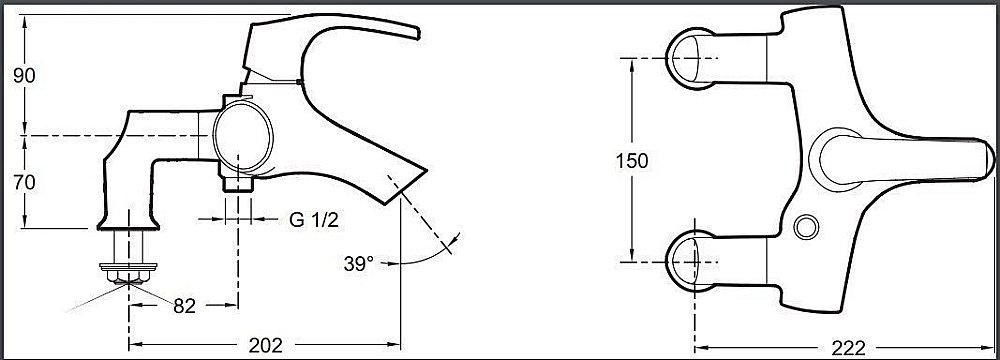 Смеситель для ванны и душа Jacob Delafon SYMBOL E71681-CP купить в интернет-магазине сантехники Sanbest