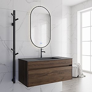 Тумба с раковиной Vincea Chiara 100 VMC-2C100CO/VCB-13100G тёмный дуб/раковина серая для ванной в интернет-магазине Sanbest