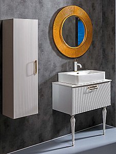 Тумба с раковиной Armadi Art Vallessi Avantgarde Linea 80 со столешницей белая с золотом для ванной в интернет-магазине Sanbest