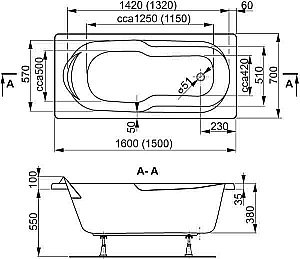 Ванна акриловая Vagnerplast Nymfa 160x70 купить в интернет-магазине Sanbest