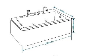 Ванна акриловая GROSSMAN GR-17095-1 170x95 белая с гидромассажем купить в интернет-магазине Sanbest