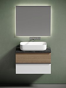 Тумба с раковиной Sancos DELTA 80 со столешницей, дуб светлый/белая для ванной в интернет-магазине Sanbest