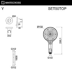 Душевой гарнитур WhiteCross SET50TOPGLB золото брашированное купить в интернет-магазине сантехники Sanbest