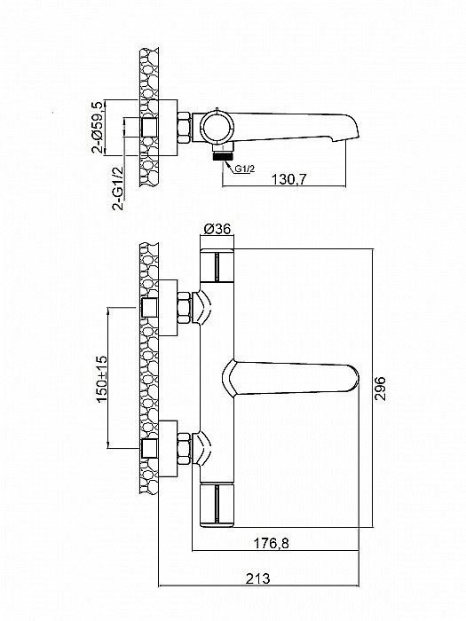 Смеситель для ванны Agger Slim A2210000 купить в интернет-магазине сантехники Sanbest