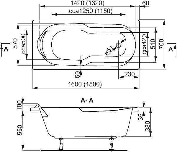 Ванна акриловая Vagnerplast Nymfa 160x70 купить в интернет-магазине Sanbest