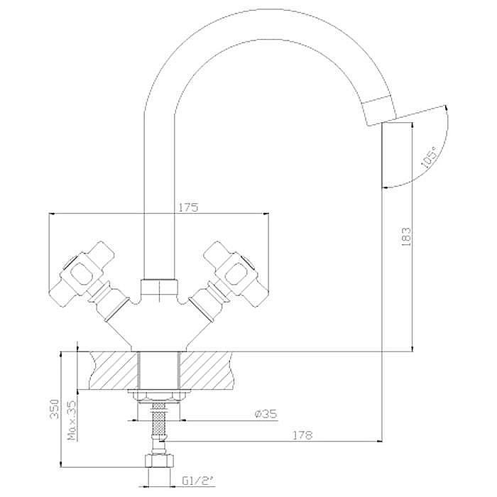 Смеситель для кухни Rossinka Z Z02-71 купить в интернет-магазине сантехники Sanbest