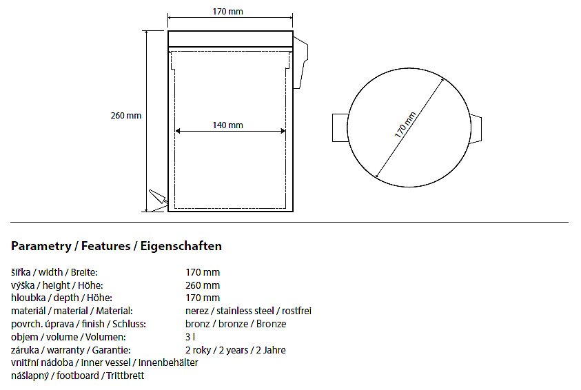 Мусорное ведро Bemeta Retro 3 л купить в интернет-магазине сантехники Sanbest