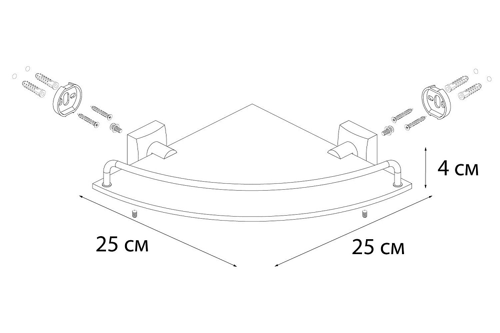 Полка стеклянная угловая FIXSEN KVADRO FX-61303A купить в интернет-магазине сантехники Sanbest