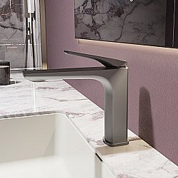 Смеситель для раковины Vincea Puro VBF-5P01GM, вороненая сталь купить в интернет-магазине сантехники Sanbest