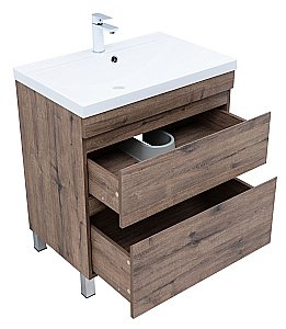 Тумба с раковиной Aquanet Нота New 75 344142+281221 дуб веллингтон табак для ванной в интернет-магазине Sanbest