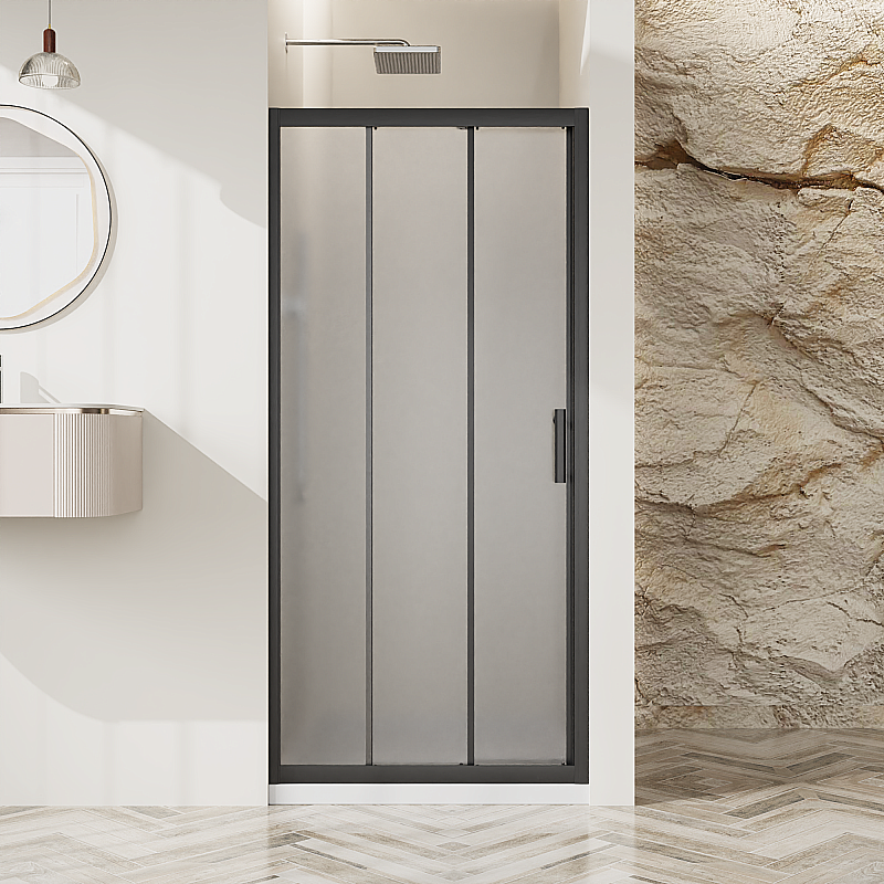 Душевая дверь BelBagno UNO-195-BF-3 120 стекло рифленое/профиль черный матовый купить в интернет-магазине Sanbest