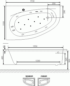 Ванна акриловая Excellent Kameleon 170x110 купить в интернет-магазине Sanbest