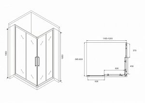 Душевой уголок Abber Schwarzer Diamant AG02129H 120x90 купить в интернет-магазине Sanbest