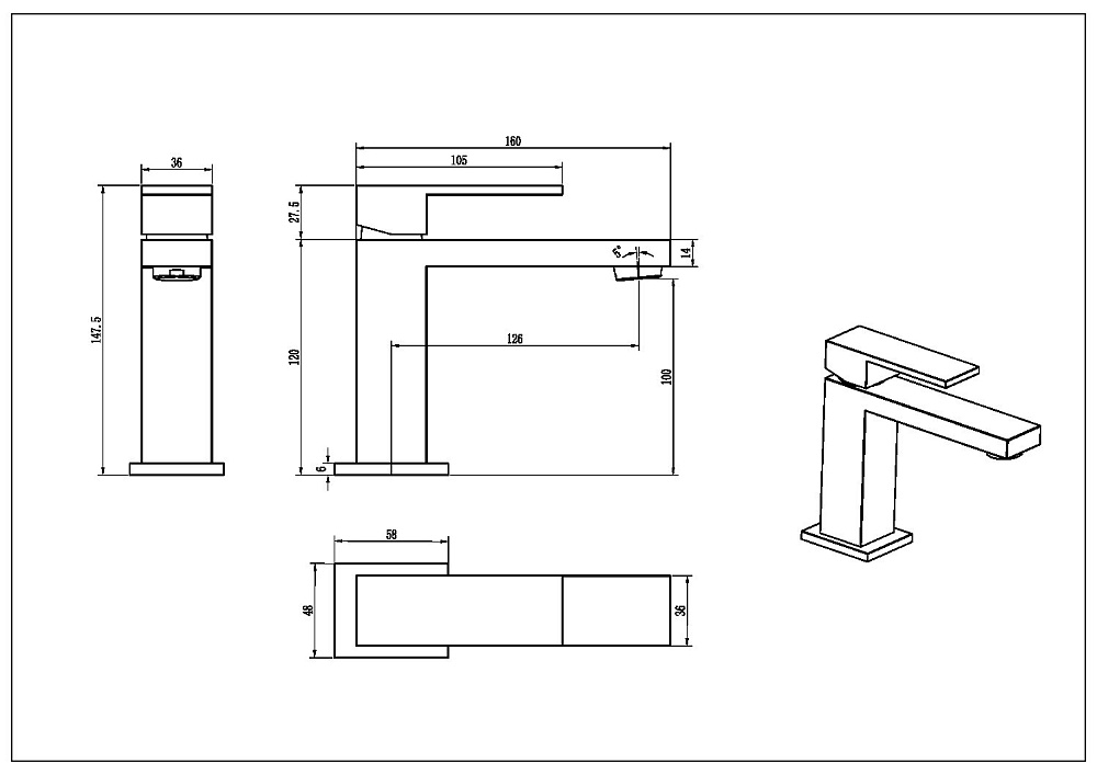 Cмеситель для раковины Boheme QUBIC Bronze 471-BR бронза купить в интернет-магазине сантехники Sanbest