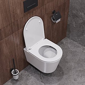 Унитаз подвесной Cezares CZR-38083-49-TH-TOR/SC белый, безободквый, смыв торнадо купить в интернет-магазине Sanbest